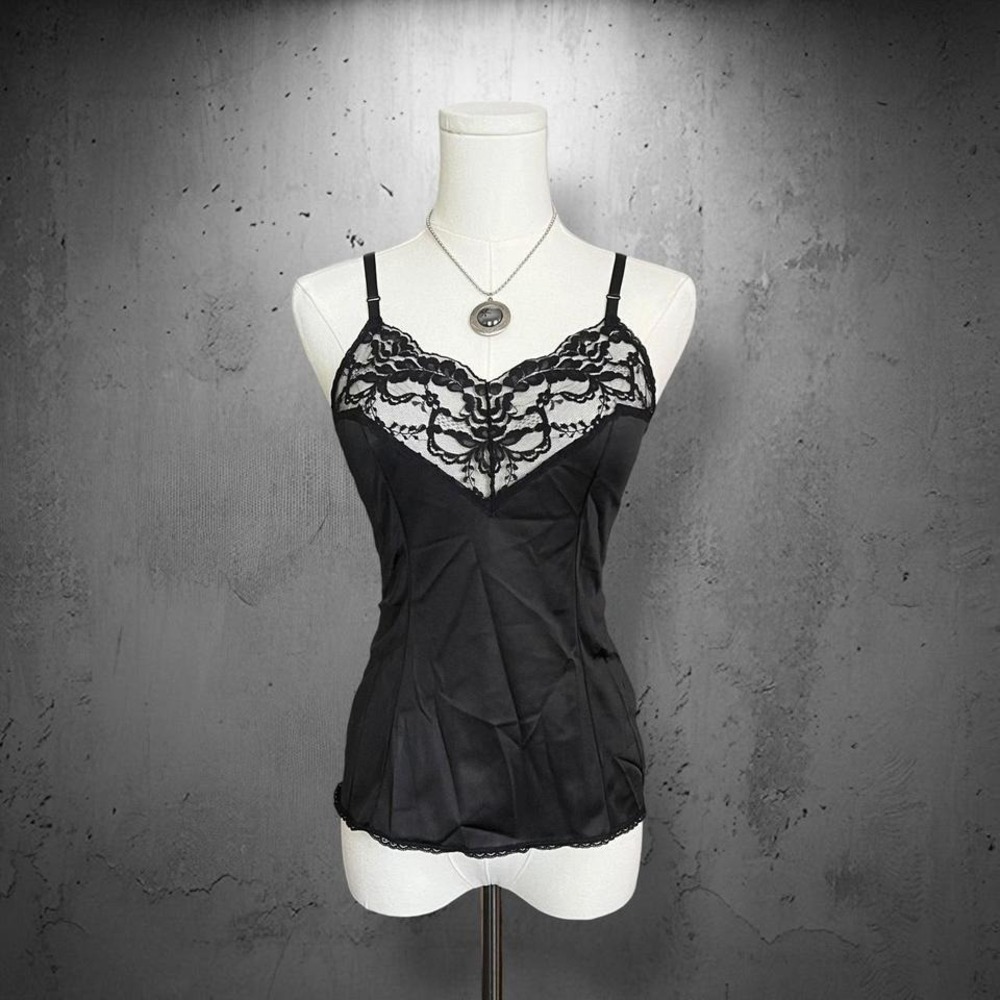 Vintage Vassarette Y2K Black Lace Camisole Top
